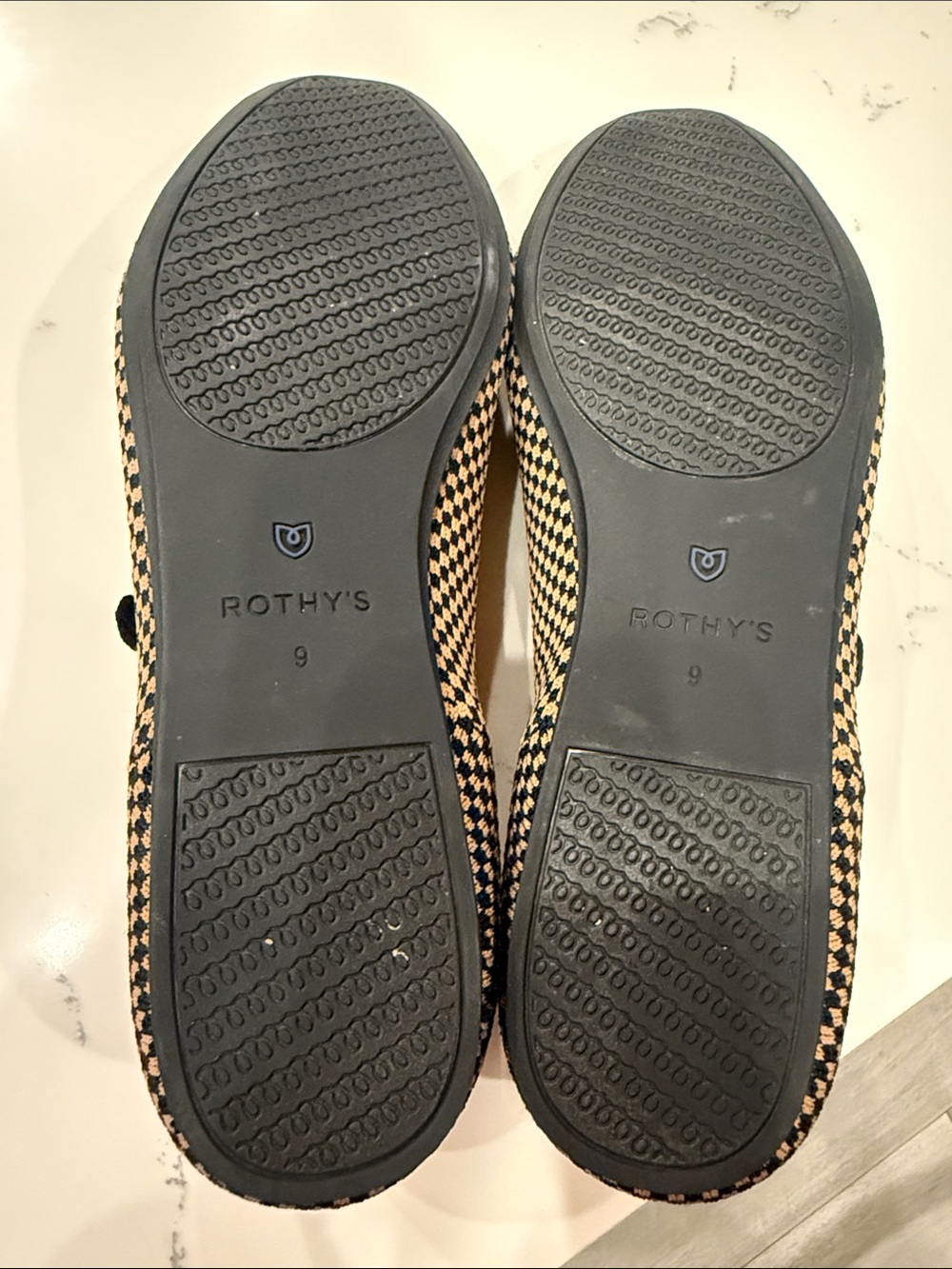 Rothy's The Square Mary Jane in Wren Brown and Black Micro Checkered Size 9 - Picture 9 of 11
